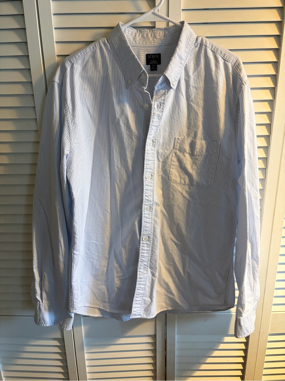 J. Crew Men’s Light Blue and White Pinstripe Button-Down Shirt